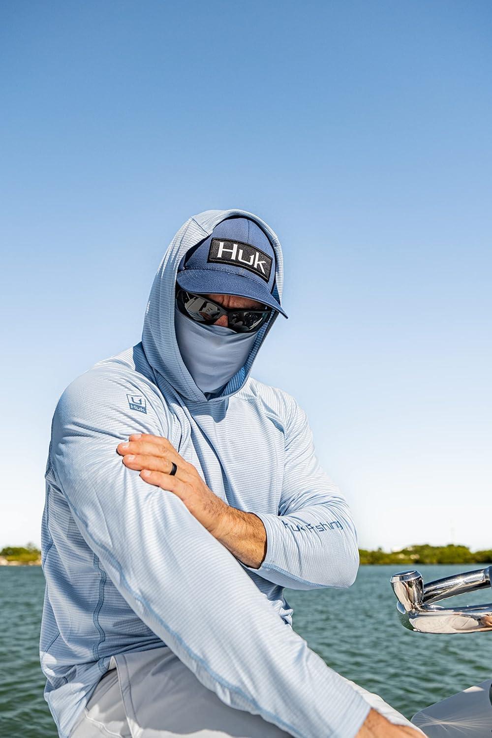 imageHUK Mens Standard A1A Hoodie QuickDry Performance Hooded Shirt 30 UPFBlue Fog