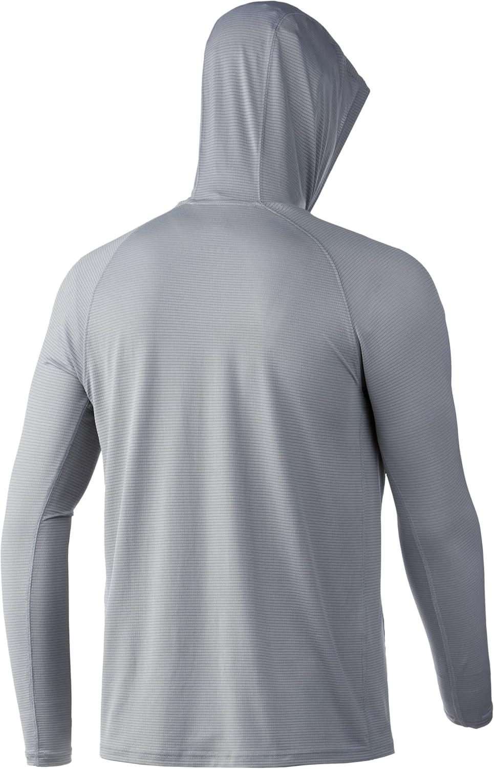 imageHUK Mens Standard A1A Hoodie QuickDry Performance Hooded Shirt 30 UPFOvercast Grey