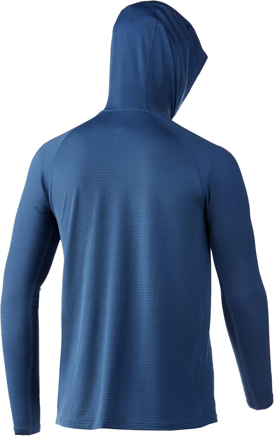 imageHUK Mens Standard A1A Hoodie QuickDry Performance Hooded Shirt 30 UPFTitanium Blue