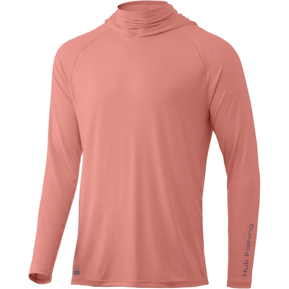 imageHUK Mens Standard A1A Hoodie QuickDry Performance Hooded Shirt 30 UPFNeon Orange