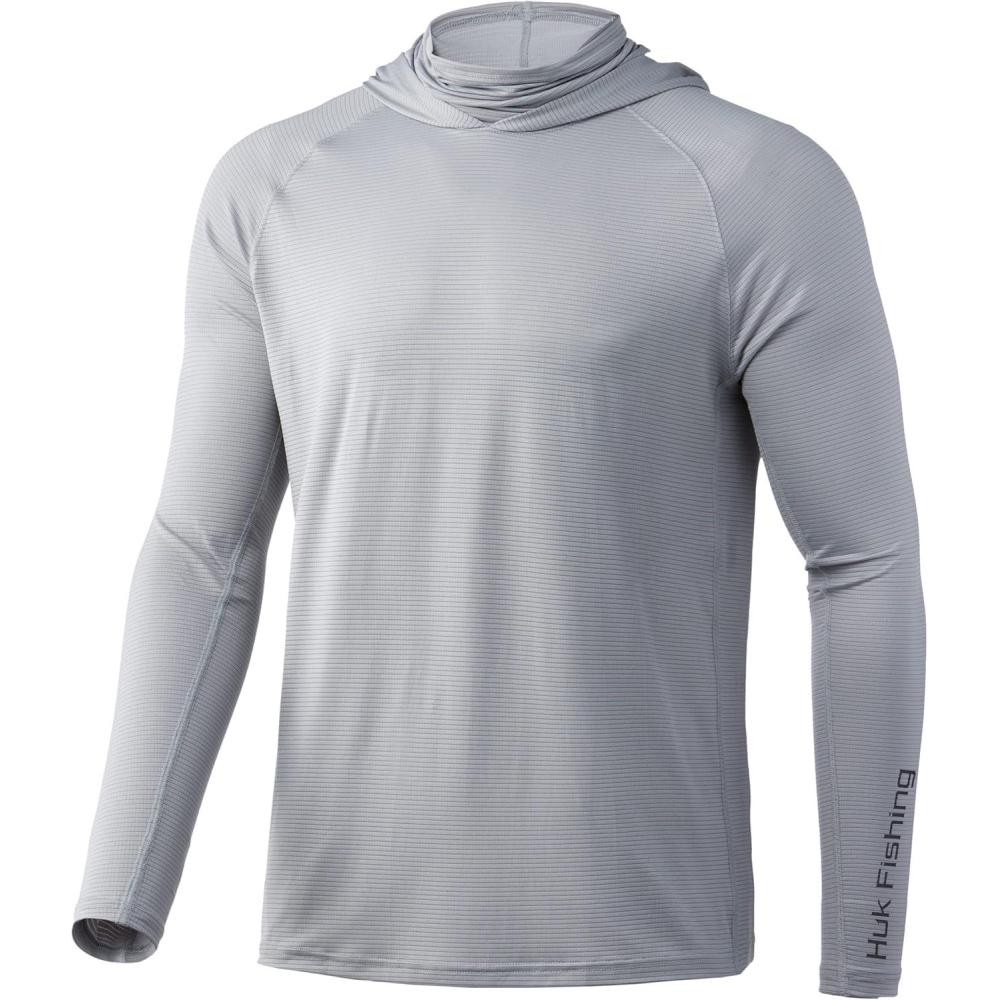 imageHUK Mens Standard A1A Hoodie QuickDry Performance Hooded Shirt 30 UPFOvercast Grey