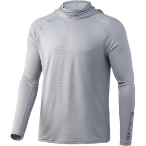imageHUK Mens Standard A1A Hoodie QuickDry Performance Hooded Shirt 30 UPFOvercast Grey