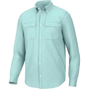 imageHUK Back Draft Solid Long Sleeve Button Vented Fishing Shirt for MenEggsheel Blue