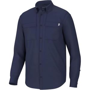 imageHUK Back Draft Solid Long Sleeve Button Vented Fishing Shirt for MenNaval Academy