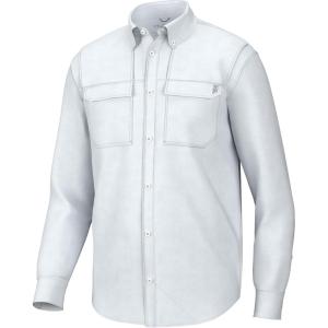 imageHUK Back Draft Solid Long Sleeve Button Vented Fishing Shirt for MenWhite