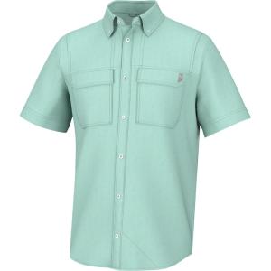 imageHUK Back Draft Solid Short Sleeve Button Vented Fishing Shirt for MenEggsheel Blue