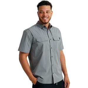 imageHUK Back Draft Solid Short Sleeve Button Vented Fishing Shirt for MenNight Owl