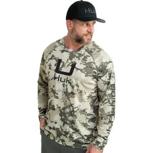 imageHUK Mens KC Scott Patterned Pursuit Hoodie Hooded Fishing Shirt Marolina Blue 3XLargeMoss 20