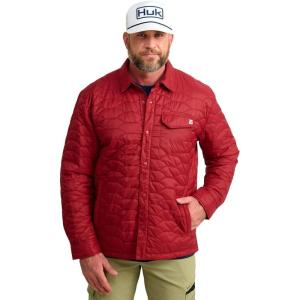 imageHUK Mens Scale Shacket DWR Insulated Performance Fishing Shirt JacketScarlet Blaze