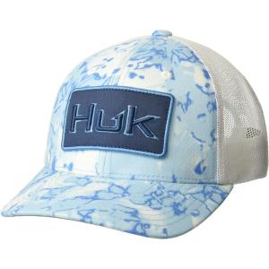 imageHUK Unisex Kids Trucker AntiGlare Snapback Fishing HatFin Flats Camo  Crystal Blue
