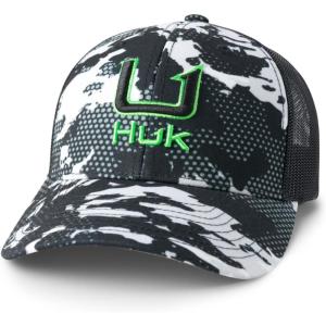 imageHUK Unisex Kids Trucker AntiGlare Snapback Fishing HatKc Printed  Black