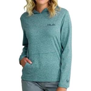 imageHUK Womens Coldfront Pullover Performance Fishing HoodieStorm Blue Heather