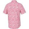imageHUK Mens Kona Pattern Short Sleeve Fishing Button Down ShirtBatiki  Sunwashed Red