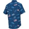 imageHUK Mens Kona Pattern Short Sleeve Fishing Button Down ShirtFish and Flags  Set Sail