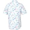 imageHUK Mens Kona Pattern Short Sleeve Fishing Button Down ShirtFish and Flags  White