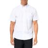 imageHUK Mens Kona Pattern Short Sleeve Fishing Button Down ShirtUp Stream  White