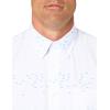 imageHUK Mens Kona Pattern Short Sleeve Fishing Button Down ShirtUp Stream  White
