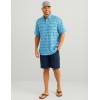 imageHUK Mens Tide Point Pattern Short Sleeve Shirt Fishing Button DownMarolina Blue