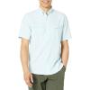 imageHUK Mens Tide Point Pattern Short Sleeve Shirt Fishing Button DownMini Check  Crystal Blue