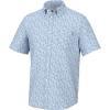 imageHUK Mens Kona Pattern Short Sleeve Fishing Button Down ShirtDolphin Cocktail  Crystal Blue