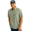 imageHUK Mens Tide Point Pattern Short Sleeve Shirt Fishing Button DownFog Green 20