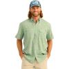 imageHUK Mens Tide Point Pattern Short Sleeve Shirt Fishing Button DownFog Green