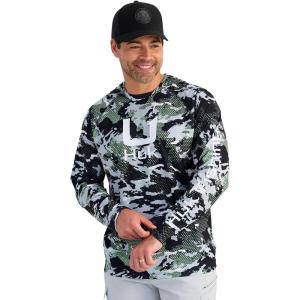 imageHUK Mens Kc Scott Patterned Pursuit Hoodie Hooded Fishing ShirtBlack 20