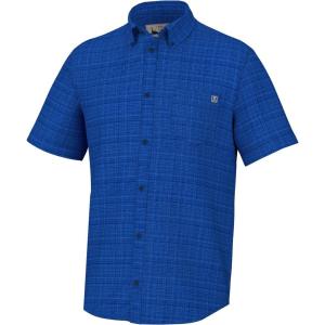 imageHUK Mens Kona Pattern Short Sleeve Fishing Button Down ShirtCross Dye  Set Sail