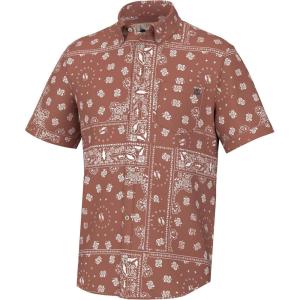 imageHUK Mens Kona Pattern Short Sleeve Fishing Button Down ShirtHukdana  Baked Clay