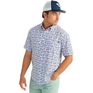 imageHUK Mens Kona Pattern Short Sleeve Fishing Button Down ShirtNaval Academy
