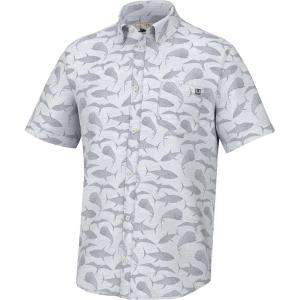 imageHUK Mens Kona Pattern Short Sleeve Fishing Button Down ShirtOff Shore Etch  Harbor Mist