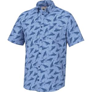 imageHUK Mens Kona Pattern Short Sleeve Fishing Button Down ShirtRooster Wake  Wedgewood