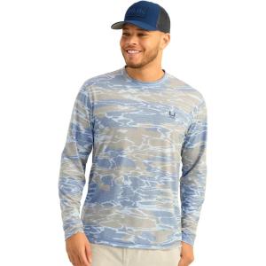 imageHUK Mens Leeward KC Scott Pattern Performance Fishing Crew Shirt Quiet HarborQuiet Harbor