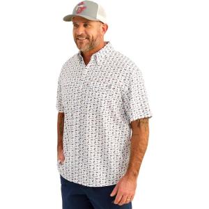 imageHUK Mens Tide Point Pattern Short Sleeve Shirt Fishing Button DownChannel Marker