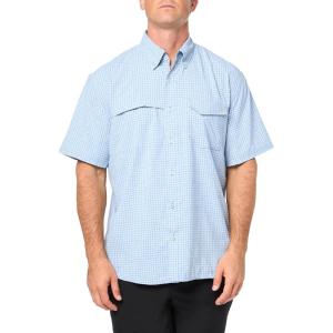 imageHUK Mens Tide Point Pattern Short Sleeve Shirt Fishing Button DownMini Check  Quiet Harbor
