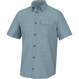 imageHUK Mens Tide Point Pattern Short Sleeve Shirt Fishing Button DownMini Check  Set Sail
