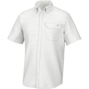 imageHUK Mens Tide Point Pattern Short Sleeve Shirt Fishing Button DownMini Check  White
