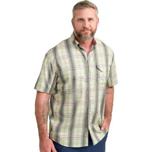 imageHUK Mens Tide Point Pattern Short Sleeve Shirt Fishing Button DownScarlet Blaze