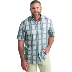 imageHUK Mens Tide Point Pattern Short Sleeve Shirt Fishing Button DownStorm Blue