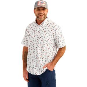 imageHUK Mens Tide Point Pattern Short Sleeve Shirt Fishing Button DownWhite 20