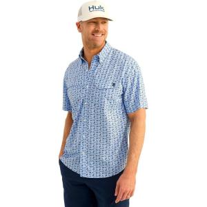 imageHUK Mens Tide Point Pattern Short Sleeve Shirt Fishing Button DownWindsurfer 20