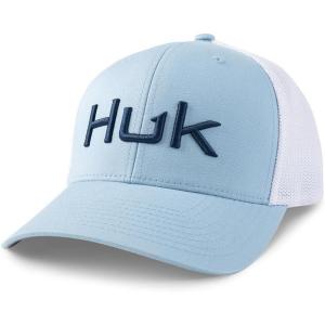 imageHUK Mens Trucker AntiGlare Snapback Fishing HatEmbroidered  Light Blue