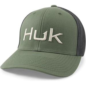 imageHUK Mens Trucker AntiGlare Snapback Fishing HatEmbroidered  Moss