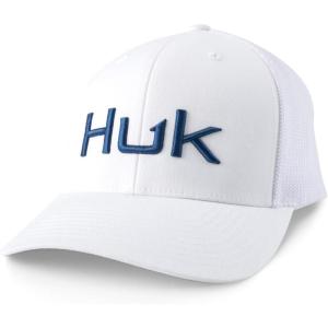imageHUK Mens Trucker AntiGlare Snapback Fishing HatEmbroiered  White