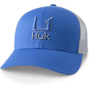 imageHUK Mens Trucker AntiGlare Snapback Fishing HatFilled Barb  Ocean Blue