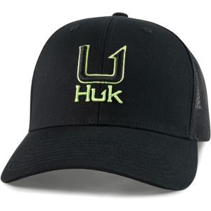imageHUK Mens Trucker AntiGlare Snapback Fishing HatFilled Barb U  Black