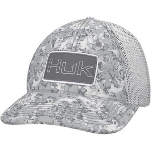 imageHUK Mens Trucker AntiGlare Snapback Fishing HatFin Flats Camo  Harbor Mist