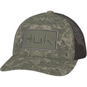 imageHUK Mens Trucker AntiGlare Snapback Fishing HatFin Flats Camo  Moss