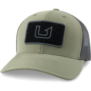 imageHUK Mens Trucker AntiGlare Snapback Fishing HatFly Patch  Moss
