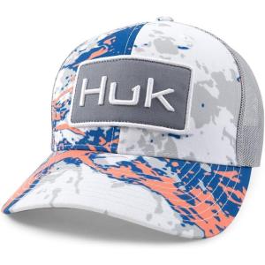 imageHUK Mens Trucker AntiGlare Snapback Fishing HatHuk Logo  Ocean Blue